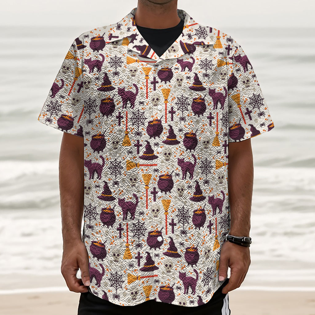 Halloween Festival Pattern Print Textured Short Sleeve Shirt
