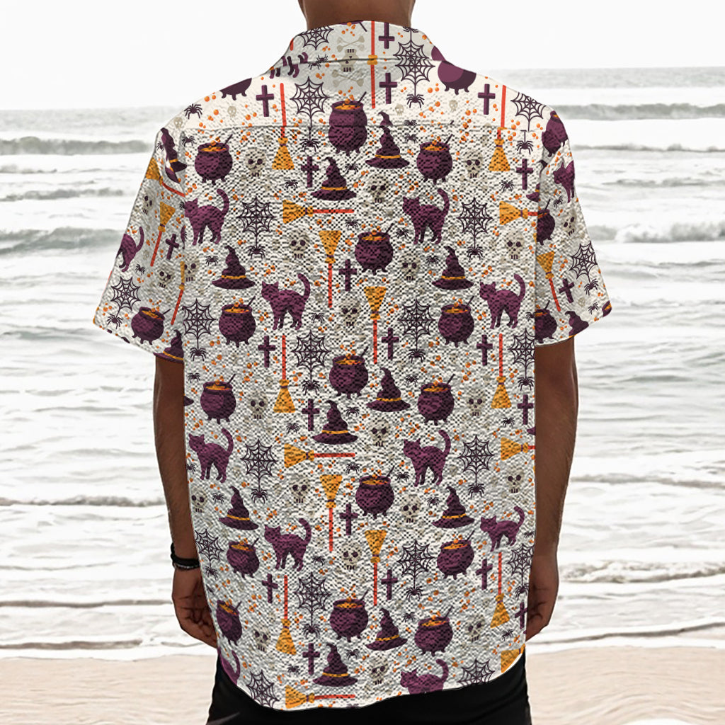 Halloween Festival Pattern Print Textured Short Sleeve Shirt