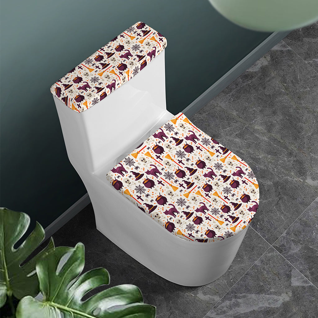 Halloween Festival Pattern Print Toilet Lid And Tank Cover Set