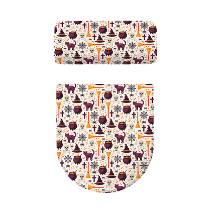 Halloween Festival Pattern Print Toilet Lid And Tank Cover Set