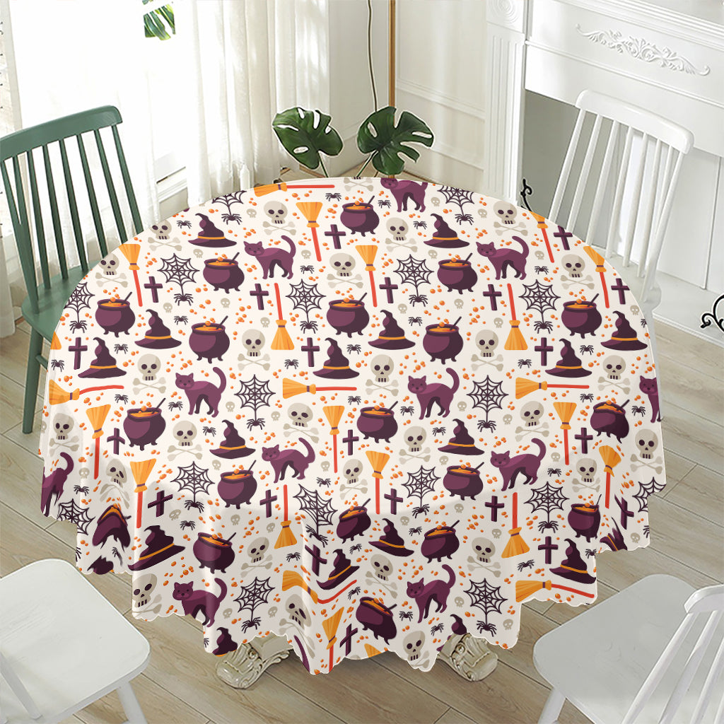 Halloween Festival Pattern Print Waterproof Round Tablecloth