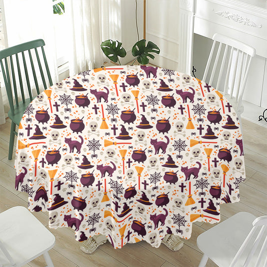 Halloween Festival Pattern Print Waterproof Round Tablecloth
