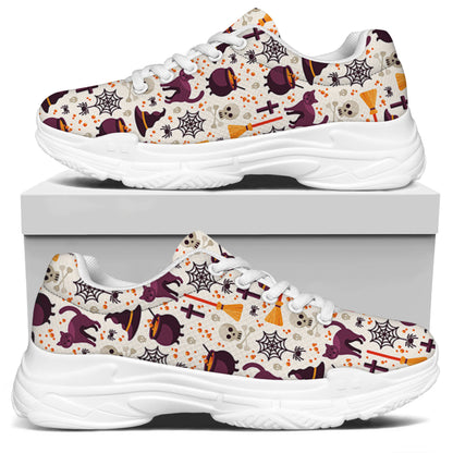 Halloween Festival Pattern Print White Chunky Shoes