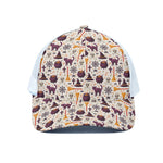 Halloween Festival Pattern Print White Mesh Trucker Cap