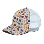 Halloween Festival Pattern Print White Mesh Trucker Cap