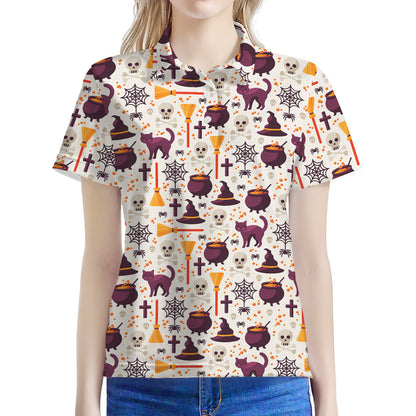 Halloween Festival Pattern Print Women's Polo Shirt