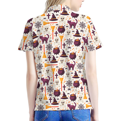 Halloween Festival Pattern Print Women's Polo Shirt
