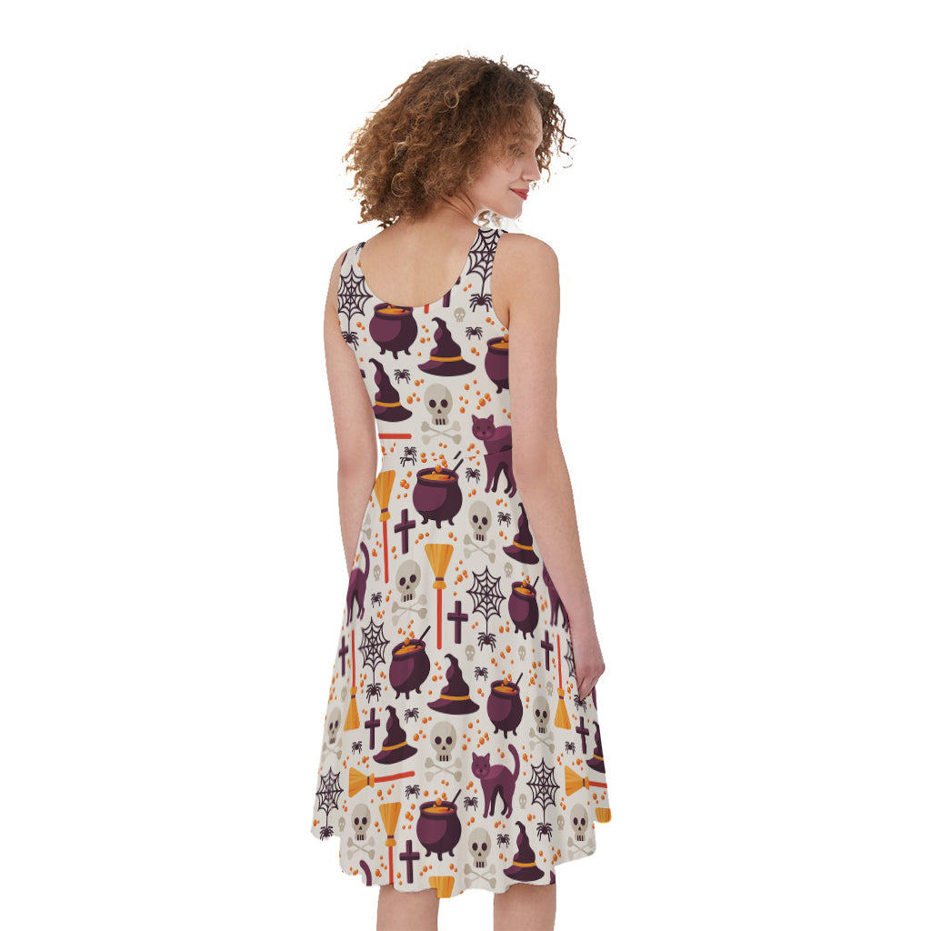 Halloween Festival Pattern Print Women's Sleeveless Dress
