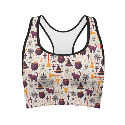 Halloween Festival Pattern Print Women's Sports Bra
