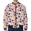 Halloween Festival Pattern Print Zip Sleeve Bomber Jacket