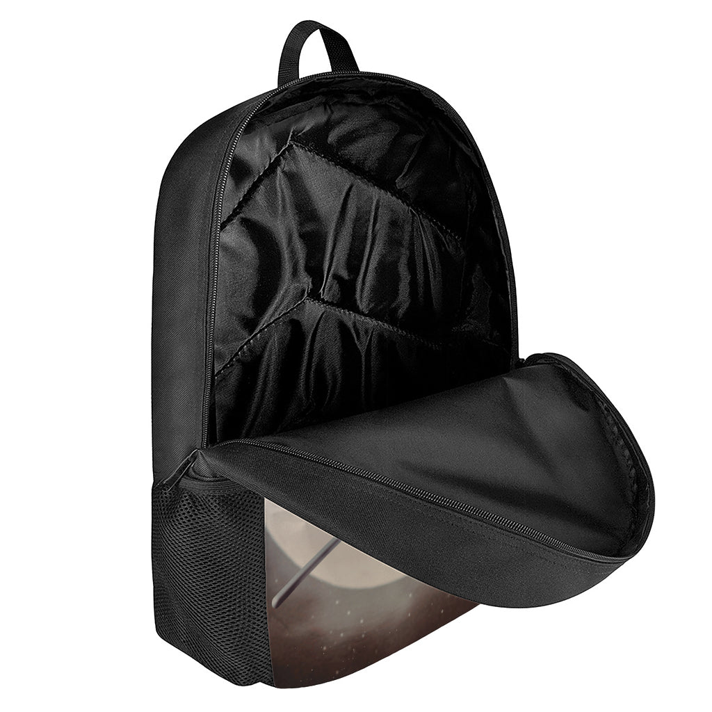 Halloween Flying Witch Cat Print 17 Inch Backpack