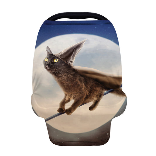 Halloween Flying Witch Cat Print Baby Seat Cover