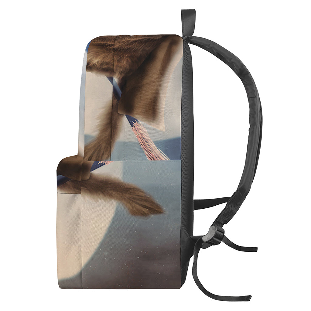 Halloween Flying Witch Cat Print Backpack