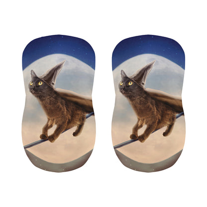 Halloween Flying Witch Cat Print Bar Stool Covers
