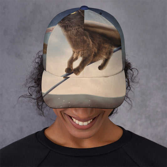 Halloween Flying Witch Cat Print Baseball Cap