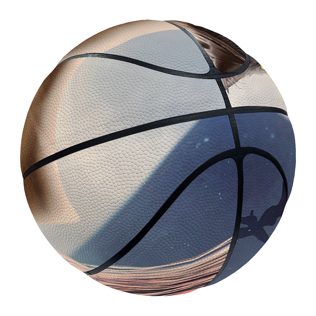 Halloween Flying Witch Cat Print Basketball