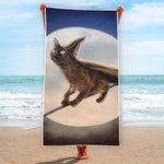 Halloween Flying Witch Cat Print Beach Towel