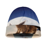 Halloween Flying Witch Cat Print Beanie