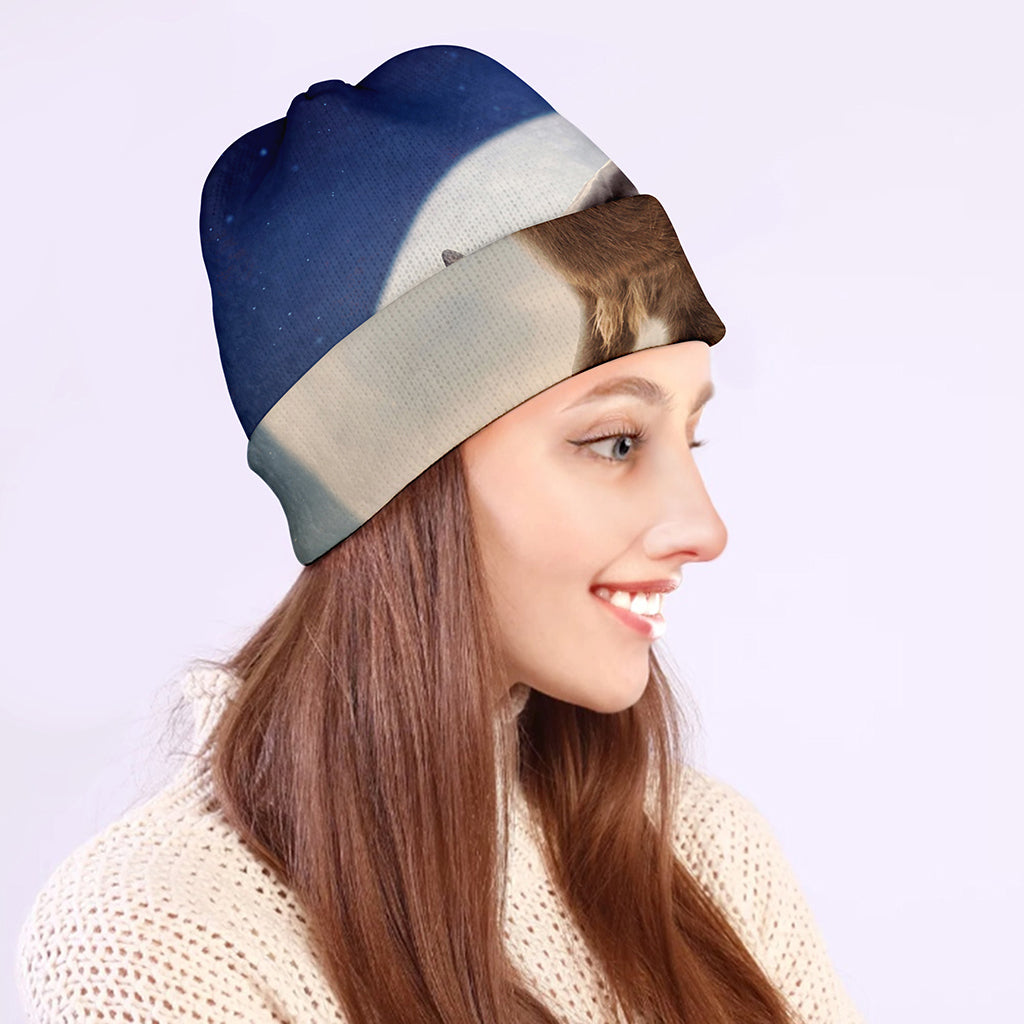 Halloween Flying Witch Cat Print Beanie