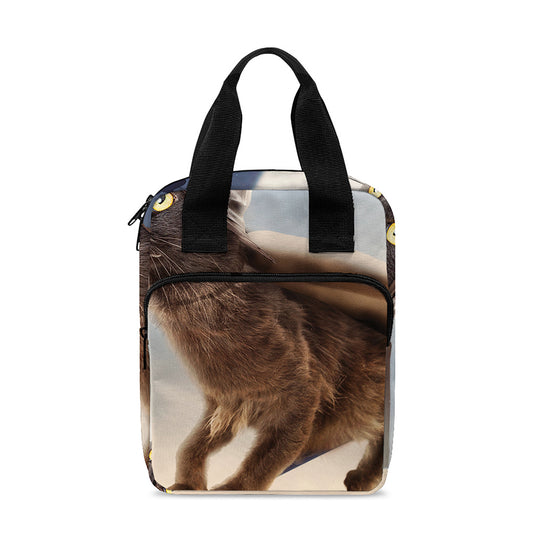 Halloween Flying Witch Cat Print Bible Tote Bag