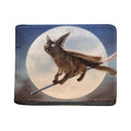 Halloween Flying Witch Cat Print Bifold Wallet