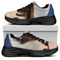 Halloween Flying Witch Cat Print Black Chunky Shoes