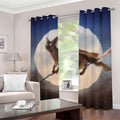 Halloween Flying Witch Cat Print Dimout Grommet Curtains