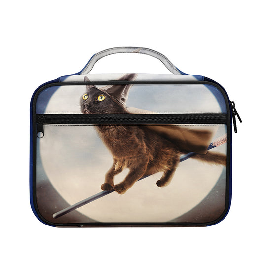 Halloween Flying Witch Cat Print Briefcase Bible Bag
