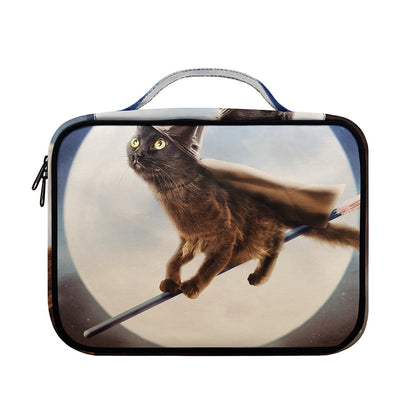 Halloween Flying Witch Cat Print Briefcase Bible Bag
