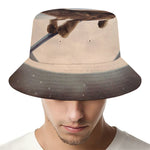 Halloween Flying Witch Cat Print Bucket Hat