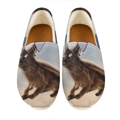 Halloween Flying Witch Cat Print Casual Shoes