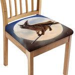 Halloween Flying Witch Cat Print Chair Cushion Cover