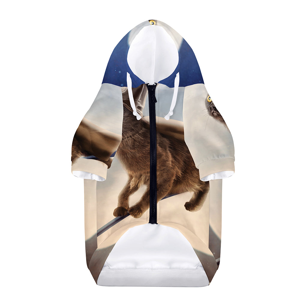 Halloween Flying Witch Cat Print Dog Zip Up Hoodie