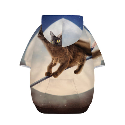 Halloween Flying Witch Cat Print Dog Zip Up Hoodie
