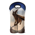 Halloween Flying Witch Cat Print Double Neoprene Wine Tote