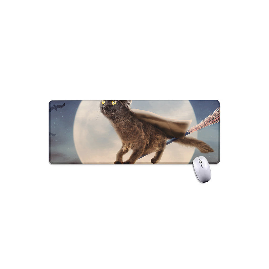 Halloween Flying Witch Cat Print Extended Mouse Pad