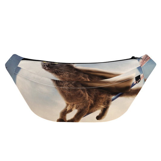 Halloween Flying Witch Cat Print Fanny Pack