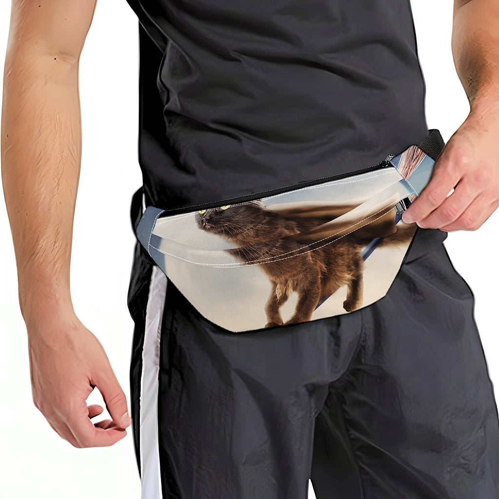 Halloween Flying Witch Cat Print Fanny Pack
