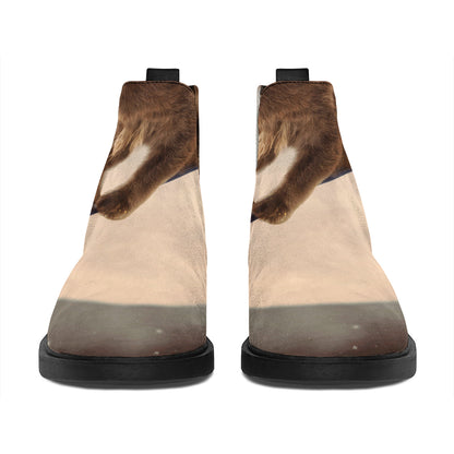 Halloween Flying Witch Cat Print Flat Ankle Boots