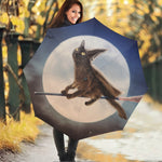 Halloween Flying Witch Cat Print Foldable Umbrella