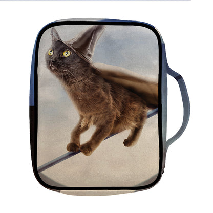Halloween Flying Witch Cat Print Front Pocket Bible Bag