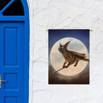 Halloween Flying Witch Cat Print Garden Flag