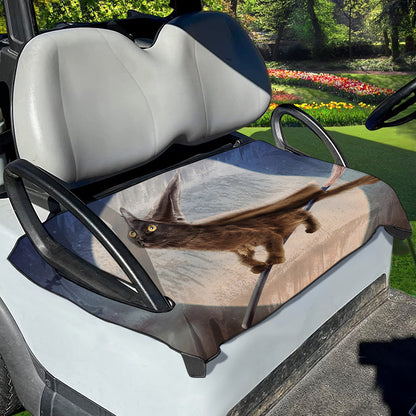 Halloween Flying Witch Cat Print Golf Cart Seat Cover