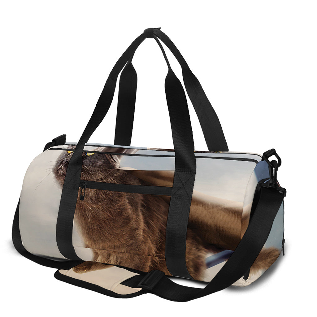 Halloween Flying Witch Cat Print Gym Bag