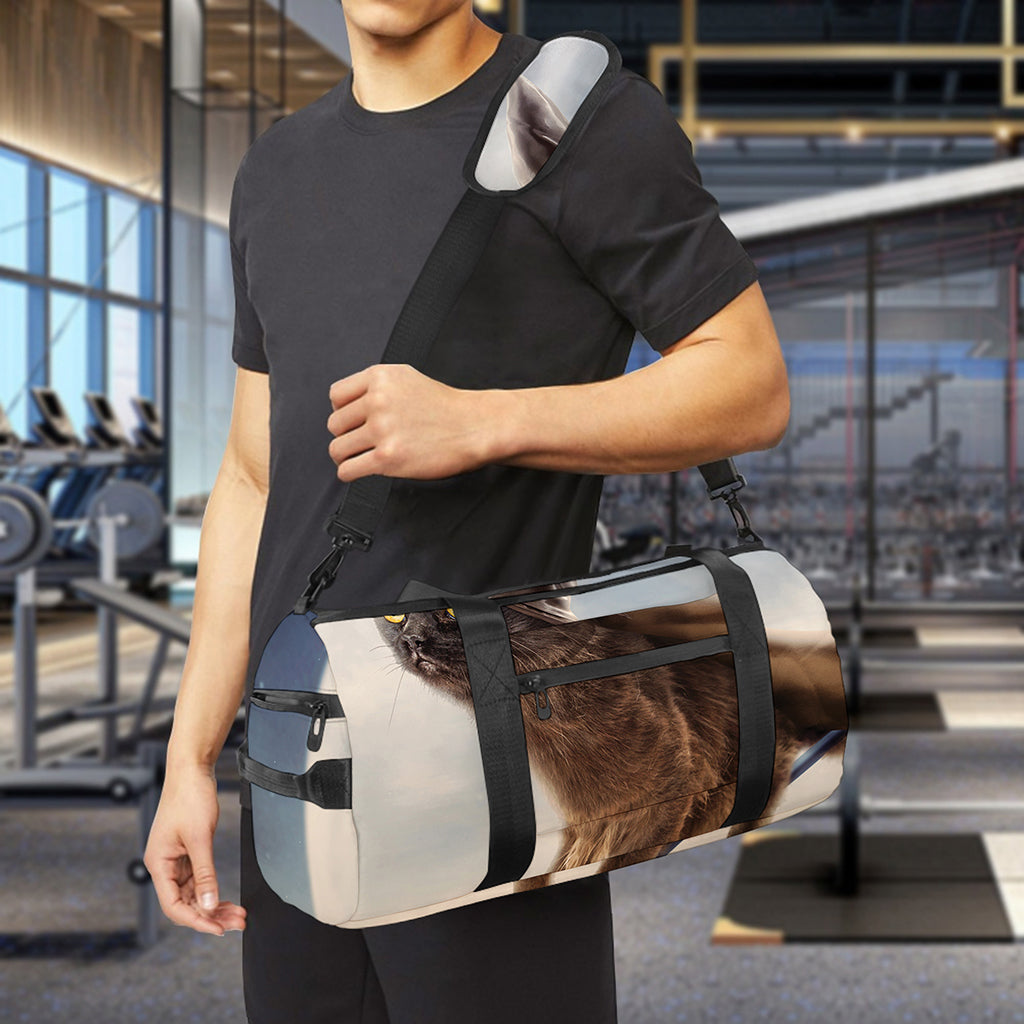 Halloween Flying Witch Cat Print Gym Bag