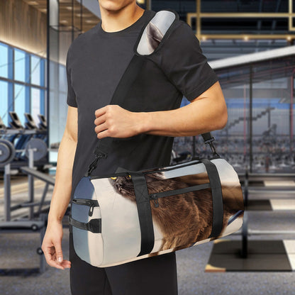 Halloween Flying Witch Cat Print Gym Bag