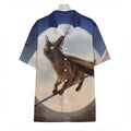 Halloween Flying Witch Cat Print Hawaiian Shirt