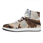 Halloween Flying Witch Cat Print High Top Leather Sneakers