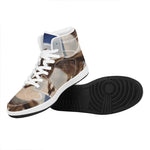 Halloween Flying Witch Cat Print High Top Leather Sneakers