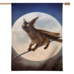 Halloween Flying Witch Cat Print House Flag